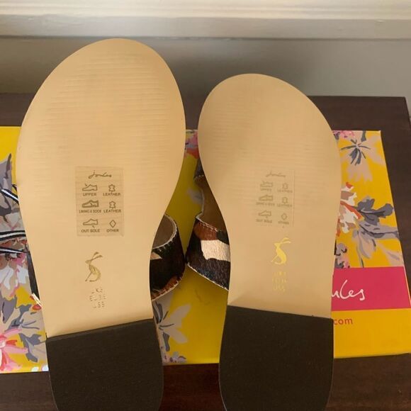 Joules Avondale boho chockleoprd leopard s print slip-on Leather sandal size 5 - Picture 5 of 8